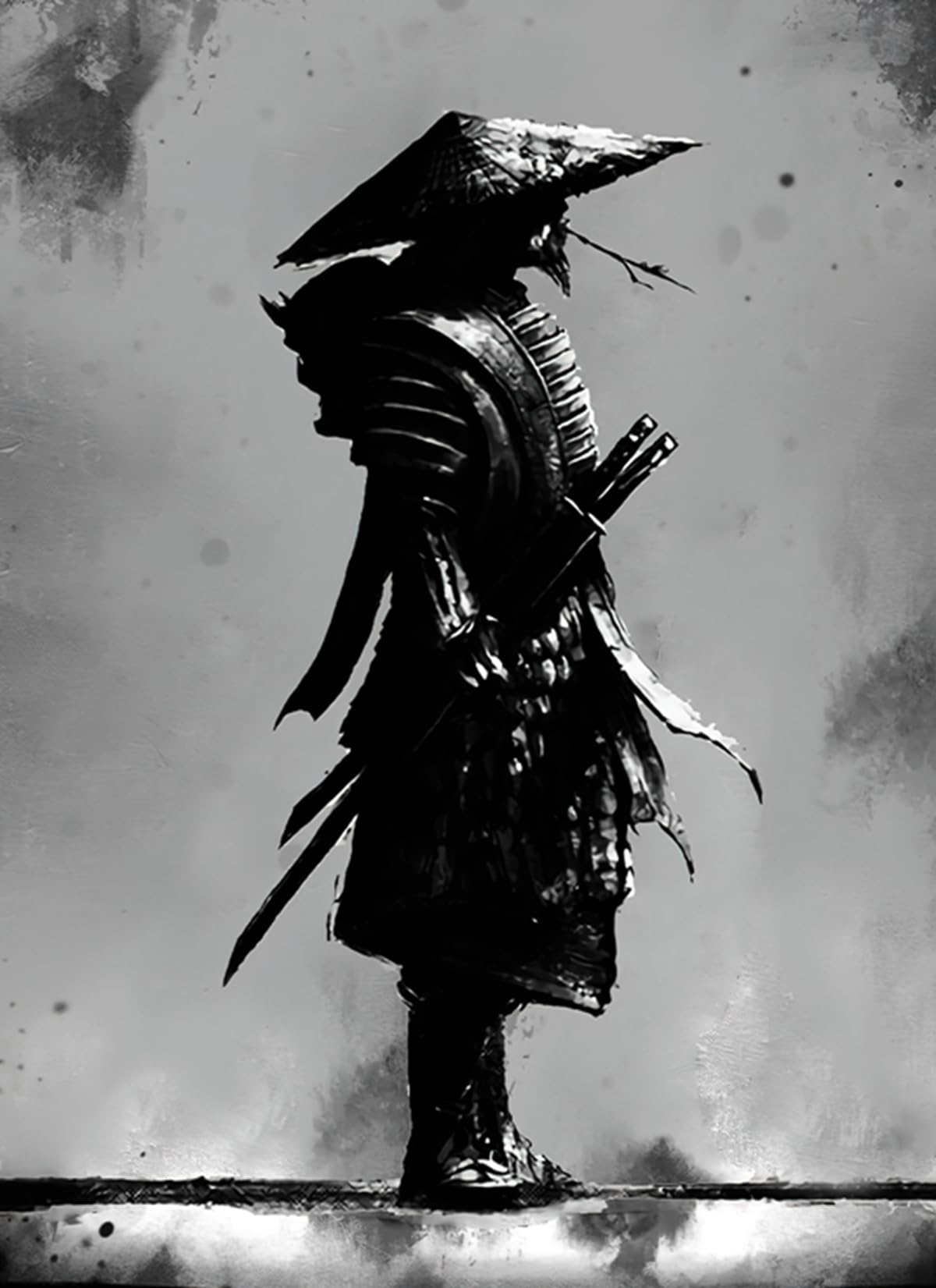 HMDKHI Japanese Bushido Poster - Samurai & Ninjas Figures, Mount Fuji, Without Frame (60 x 90 cm, 1 Piece)