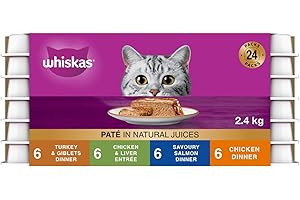 WHISKAS Salmon and Poultry Selections Adult Wet Cat Food Paté, 100g (24 Pack)