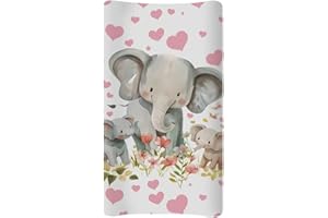 Tutolipy Wild Flower Changing Pad Cover for Baby Girls Boys Comfort Diaper Change Table Pad Covers Kawaii Elephant Soft Chang