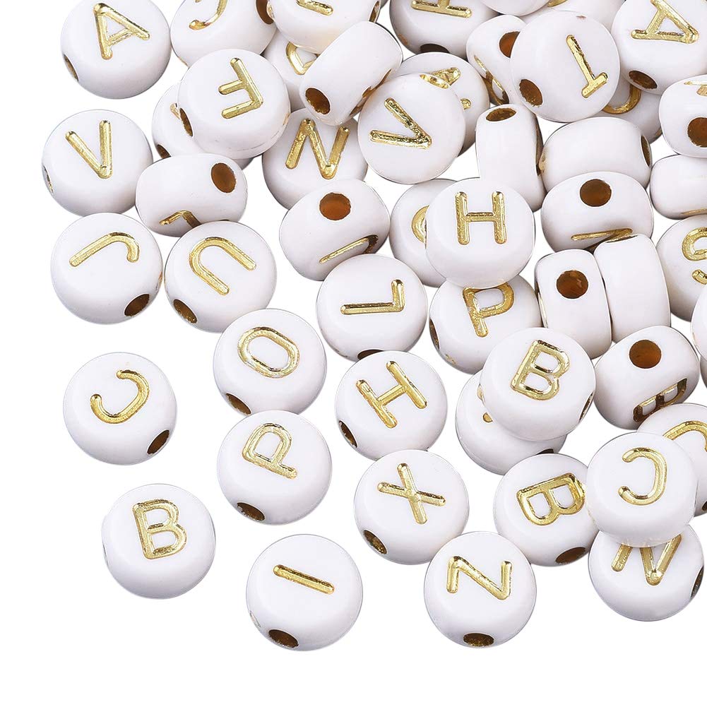 Cheriswelry 1000pcs White Acrylic Alphabet Beads 7mmfor Jewelry Bracelet Making