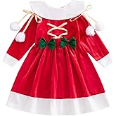 Ldaiyiu Kids Baby Girl Christmas Outfit Toddler Santa Claus Velvet Dress Long Sleeve Dresses Girls Christmas Winter Clothes