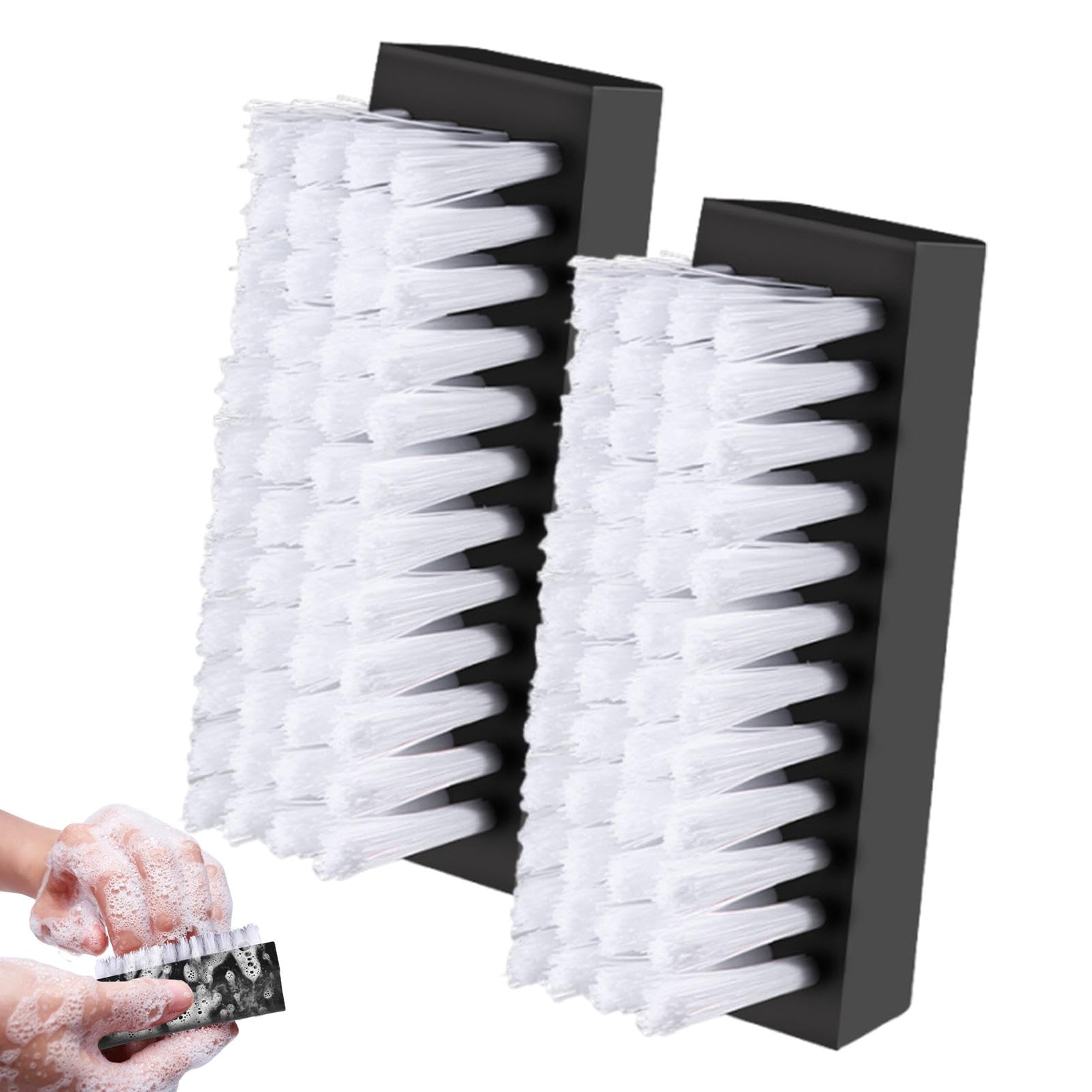 2 pcs Hand Nail Brush for Cleaning Fingernails, Unisex Plastic Hand Wash Brushes Nail Clean Nail Finger Tip Scrubbing Brushes for Cleaning Nails/Toes Nails/Clothes/Shoes/Wall(COLOUR:Black+White)