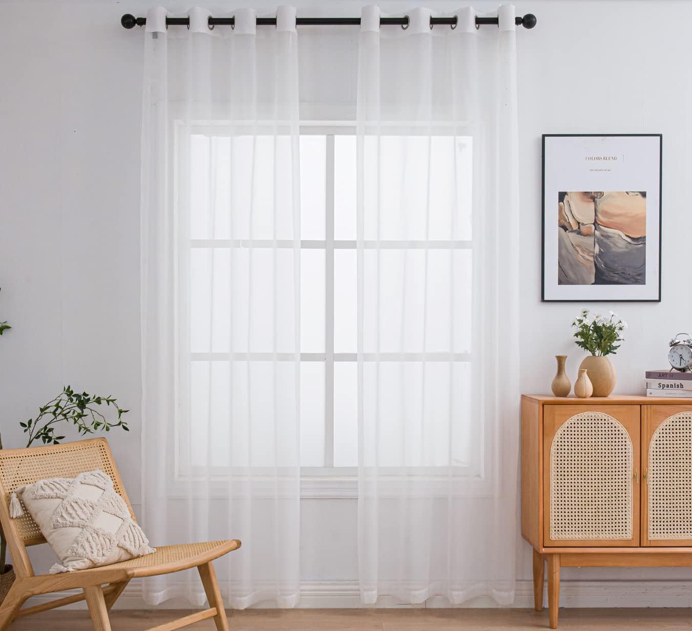 Outdoor Curtains - PI Outdoor Sheer Curtains Panels,Grommet Top Casual Voile Sheer Draperies for Yard/Porch 2 Panels (W52 X L95, Ivory)