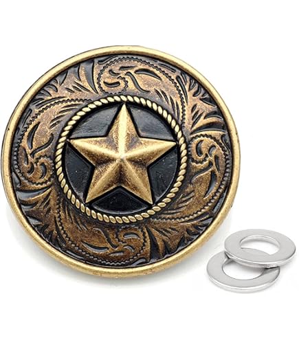 Lot De 6 Conchos De Selle Tandy Cimarron 1 Pouce Avec Vis à Bois - Pour Customisation Sellerie Western