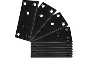 REDOVANT 20PCS Black Flat Mending Plates, 2Inch Stainless Steel Straight Mending Joining Plates, Heavy Duty Metal Brackets for Brace, Repair Fixing Bracket Plates for Wood Furniture Fence Bookcase