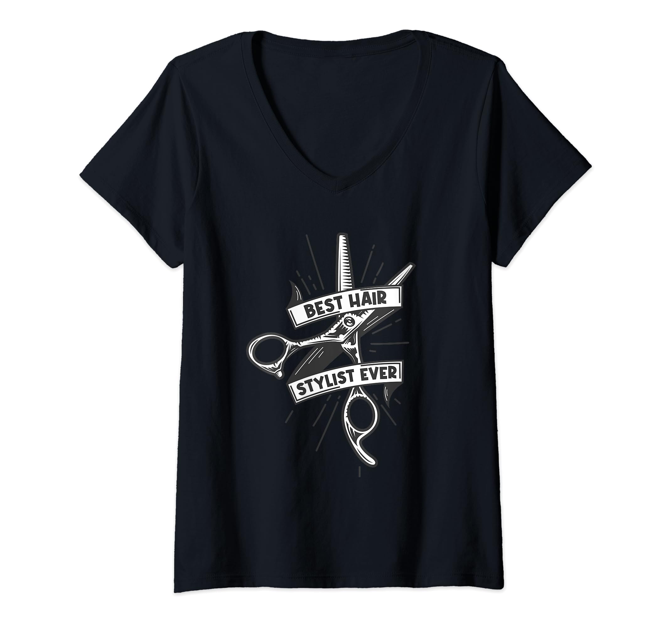 Womens Best Hair Stylist Ever Hair Stylist Scissors Esthetician V-Neck T-Shirt