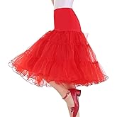 BIFINI Plus Size Vintage Rockabilly Skirt Women's 50s Petticoat Crinoline Underskirt Red