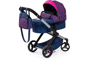Bayer - Dolls Pram Xeo - Baby Stroller for Dolls with Bag, Adjustable, Reversible Handle, Foldable - Dolls Up to 18” - Age 3+