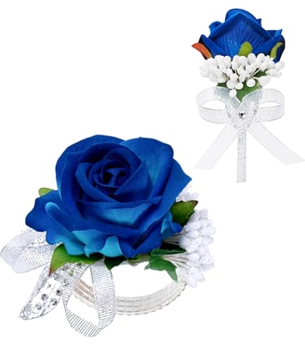 Amazon.com: Abbie Home Sparkle Rhinestone Decorated Wrist Corsage for  Wedding Prom Party Satin Rose Hand Flower(Royal Blue) : Home & Kitchen