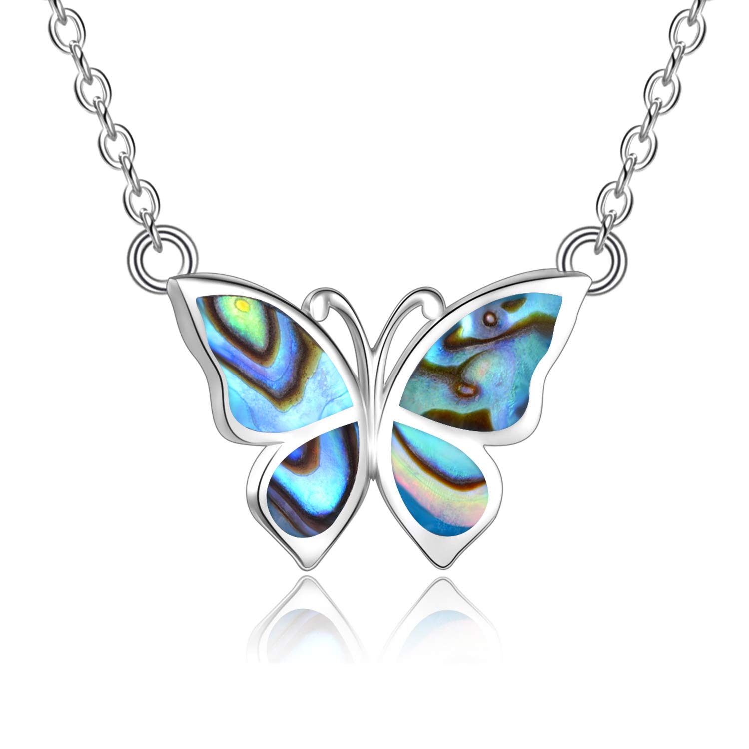WINNICACA Butterfly Jewellery Abalone Sterling Silver Necklace for Women Girl Christmas Gifts