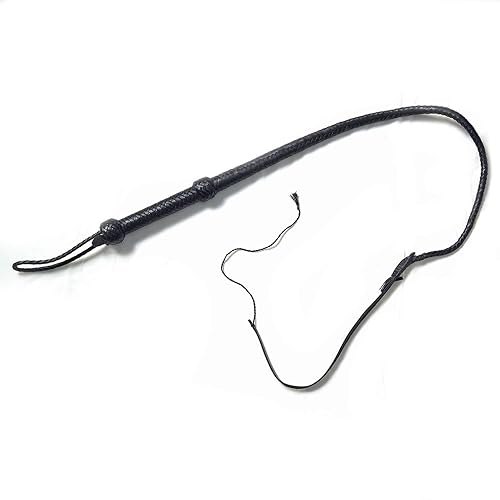 完全ハンドメイド 本革 牛革 ホイップ 馬 トレーニング タミングホイップ カップル用 レザーウィップ 30インチ 木製ハンドル 25~100本 乗馬用 ブラック (テール3 BARE SUTRA トレーニングテール 完全ハンドメイド 本革ホイップ 馬と雄