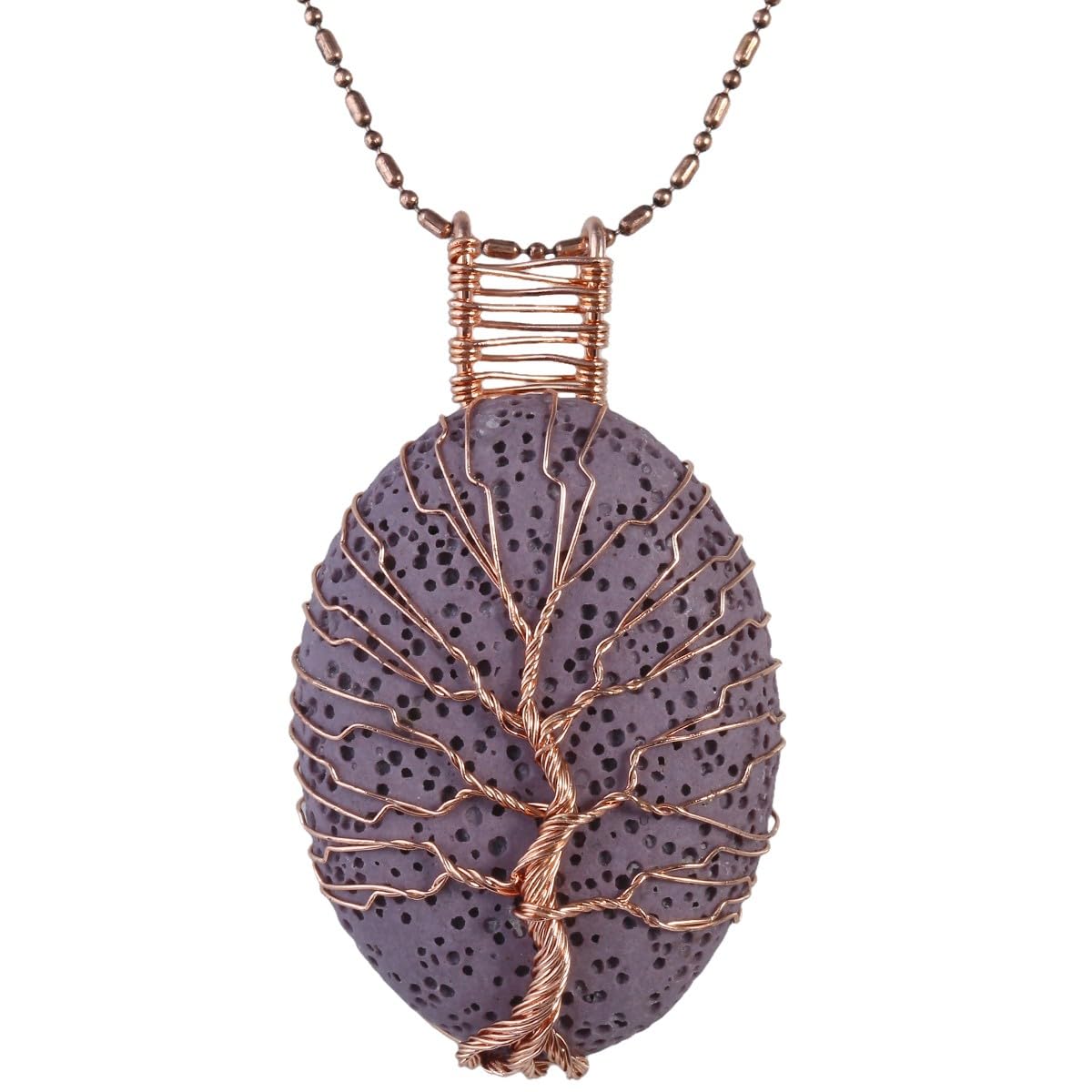 KYEYGWO Tree of Life Stone Pendant for Women, Handmade Wire Wrapped Healing Crystal Necklace for Jewelry