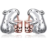 Yearace Animal Stud Earrings for Women 925 Sterling Silver Highland Cow Capybara Robin Bird Cat Bunny Stud Earrings Cute Animals Jewelry Gift for Women Girls