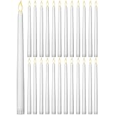 Treela 24 Pcs Flameless Taper Candles Battery Operated Bulk Fake Candles Light LED Candle Sticks Flickering Tapered for Wedding Anniversary Decoration(Basic,11 Inch,White)