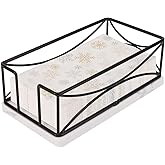 Livabber Guest Napkin Holder, Metal Bathroom Paper Hand Towel Storage Modern Napkin Tray Caddy for Countertop, Table Kitchen, Dinning Room (Black, Marble Base)