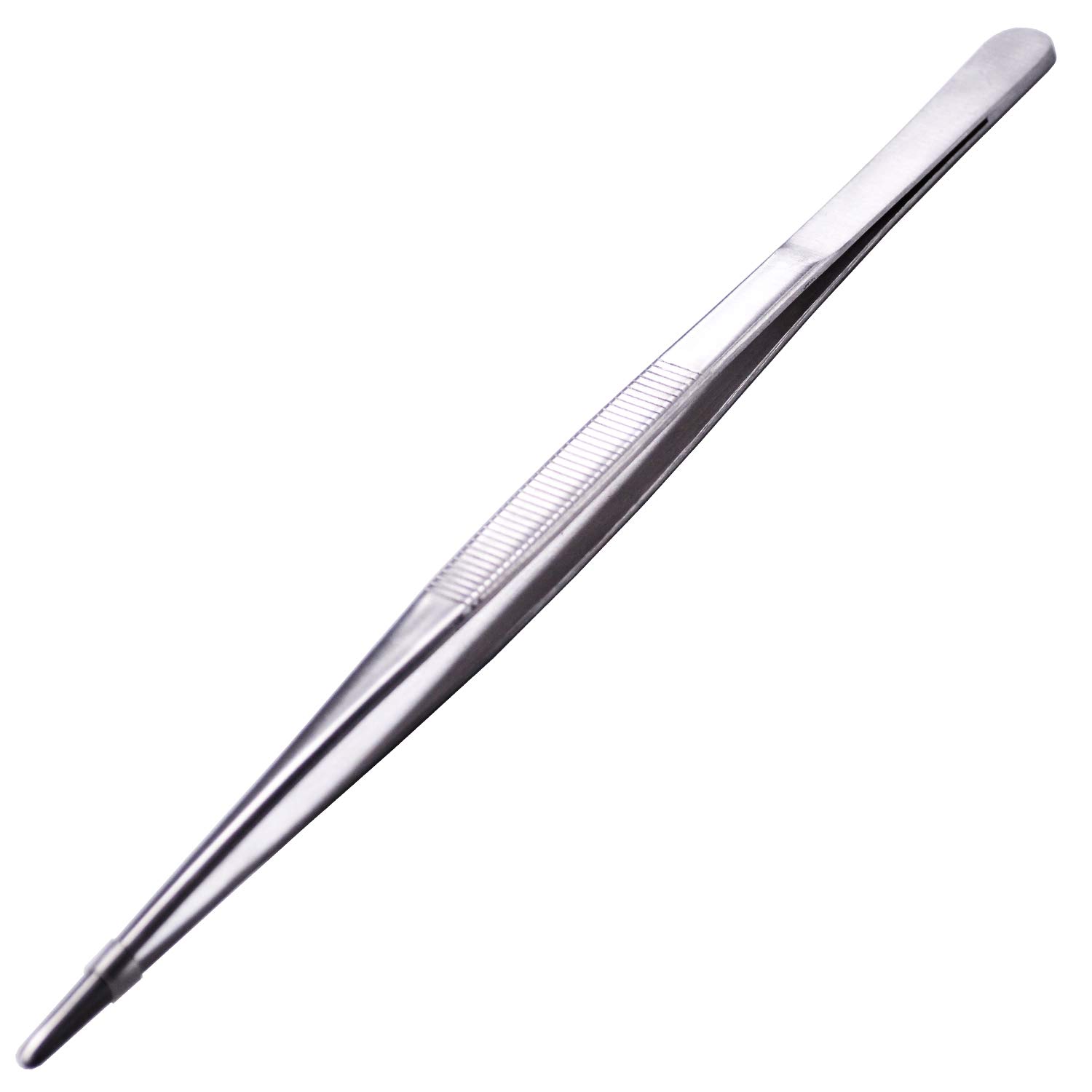 HINMAY 12-Inch Long Stainless Steel Tweezers Tongs Straight Tweezers - Extra Long Kitchen Food Tweezers Tongs for BBQ Grilling Cooking Roasting and Serving