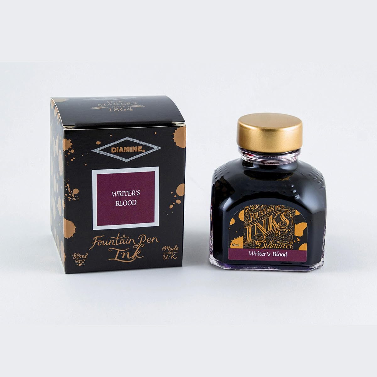 Diamine 80ml Jet Black Fountain Pen Ink Bottle