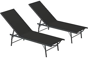 Outsunny Folding Outdoor Lounge Chair Set of 2, 5-Level Adjustable Outdoor Chaise Lounge Chair, Patio Sun Tanning Chair with 