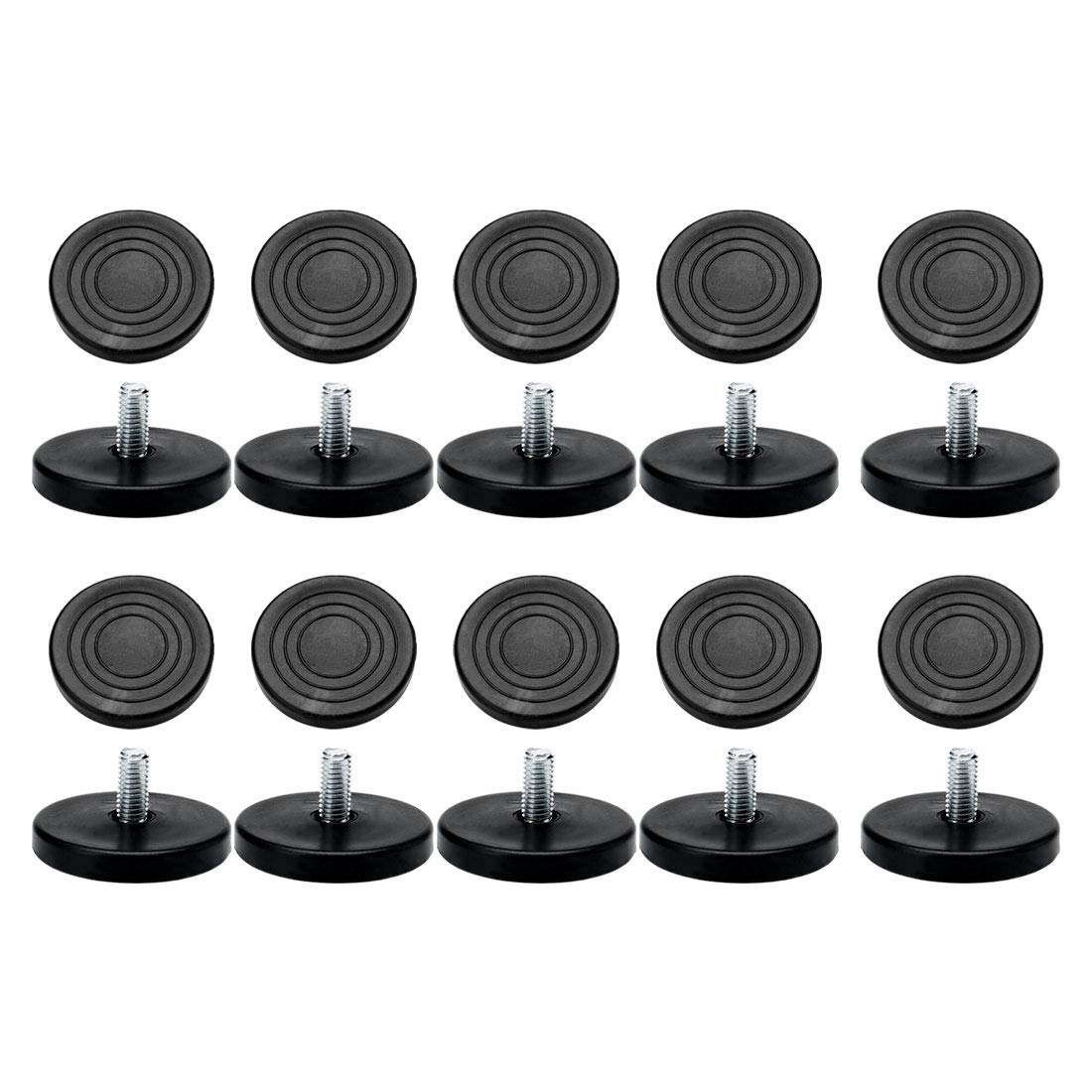 Sourcingmap M8 x 17 x 50mm Leveling Feet Adjustable Leveler Floor Protector Cover Pad for House Furniture Desk Table Chair Leg 20 Pack
