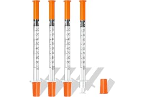 CARSLOONG U-100 Syringe 1ml/cc 31G 1/4"(6mm) Syringes, Individual Package, Pack of 25