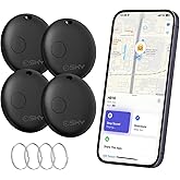 Esky Air Tracker Tags-4 Pack, Bluetooth Smart Luggage Tracker Works with Apple Find My APP (iOS Only, Not for Android), Key Finder and Item Locator for Luggage, Backpack, Suitcases, Wallet