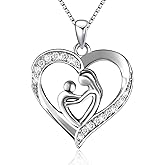 ABBGIABBW Mothers Day Gifts for Women 925 Sterling Silver Mother and Daughter Son Love Heart Pendant Necklace Jewelry Gifts for Grandmother Mom Daughter Wife