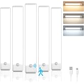 YLXS 5-Pack Motion Sensor Under Cabinet Light, 3CCT, 7.9 inch | 3 Color Temperature, Dimmable, Rechargeable, Magnetic Closet Light, Wireless Under Counter Light