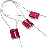 Leadseals(R) 50 Red Steel Cable Seals Metal High Security Seals Numbered Truck Trailer Seal Anti-Tamper Pull-Tite Security Tags Aluminum Body Transport Shipping Seal Self-Locking Safety Ties ISO 17712