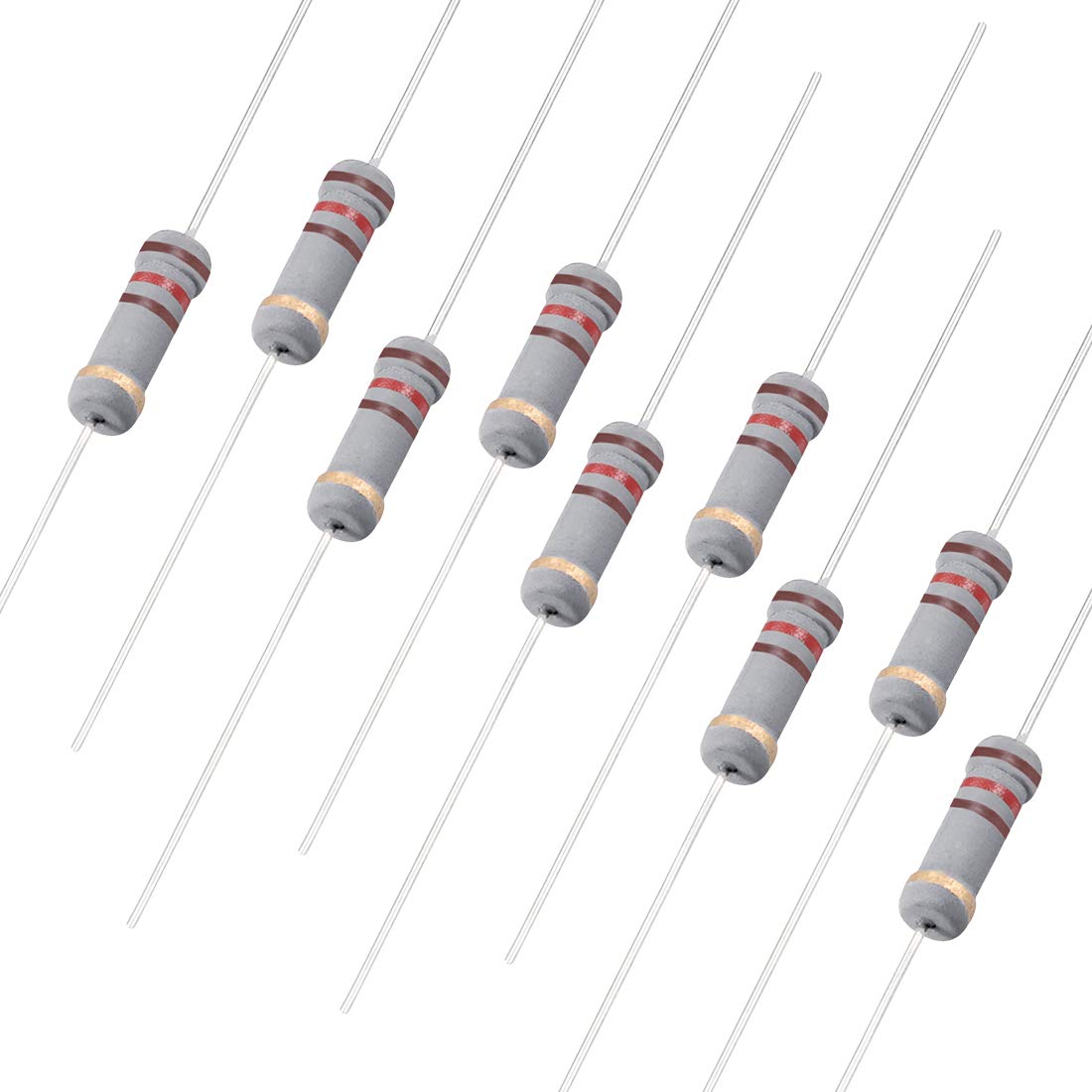 Sourcingmap 100Pcs 120 Ohm Resistor, 1W 5% Tolerance Carbon Film Resistors, 4 Bands for DIY Electronic Projects and Experiments