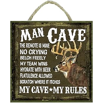 Saraheve Targa In Latta Man Cave Rules Top 10, 20x30 Cm, Cartello Vintage Per Pub E Sala Giochi