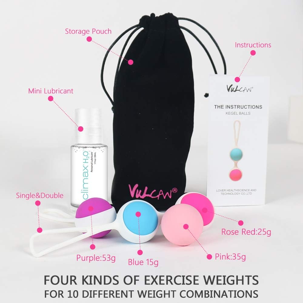 Vulcan Kegel Exercise Weights Balls- Doctor Recommended Silicone Kegel Balls for Women & Girls Bladder Control Tightening Pelvic Floor Exercises Beginners & Advanced (4 Pcs Set): Health & Personal Care
