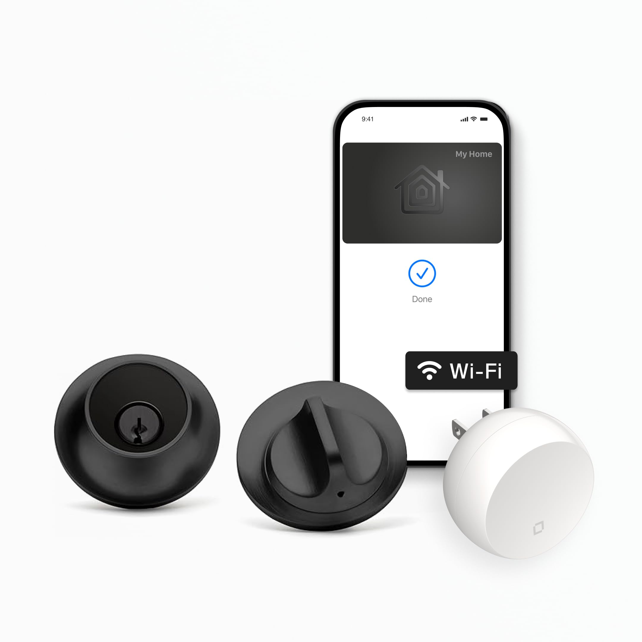 Photo 1 of Level Lock+ WiFi Deadbolt Smart Lock - World's Smallest Smart Lock Plus Apple Home Key - Lock/Unlock Anywhere - Level App for iOS & Android - Works with Apple Home, Alexa, Google Home (Matte Black)