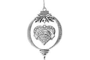 Inspired Silver - Grandmere Charm Ornament - Silver Pave Heart Charm Holiday Ornaments with Cubic Zirconia Jewelry