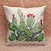 Whitelotous 18 x 18 Inch Creative Cactus Succulent Plants Cotton Linen Decorative Square Cushion Cover Throw Pillow Case Home Sofa Car Decor (1#)