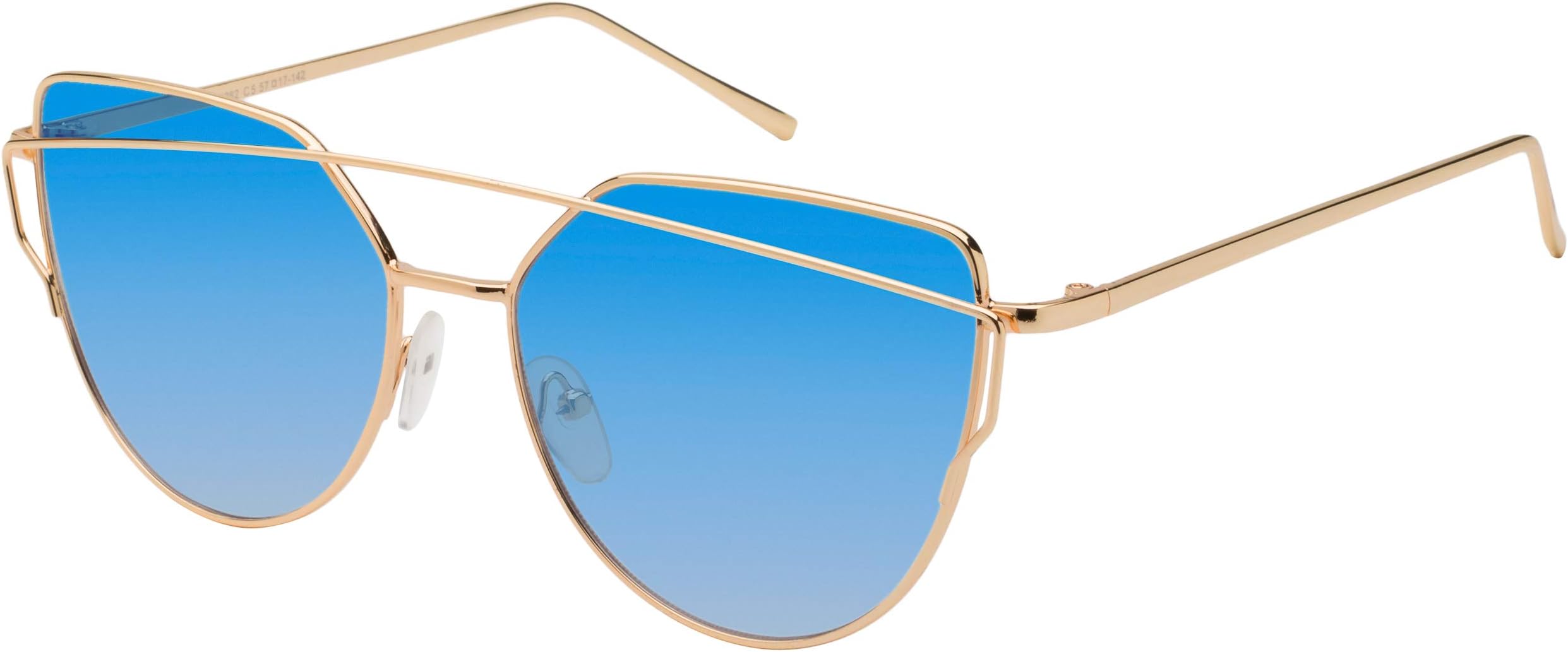 Styllize Cateye Flat Lens Designer Fashion metal Frame Womens Sunglasses with pouch