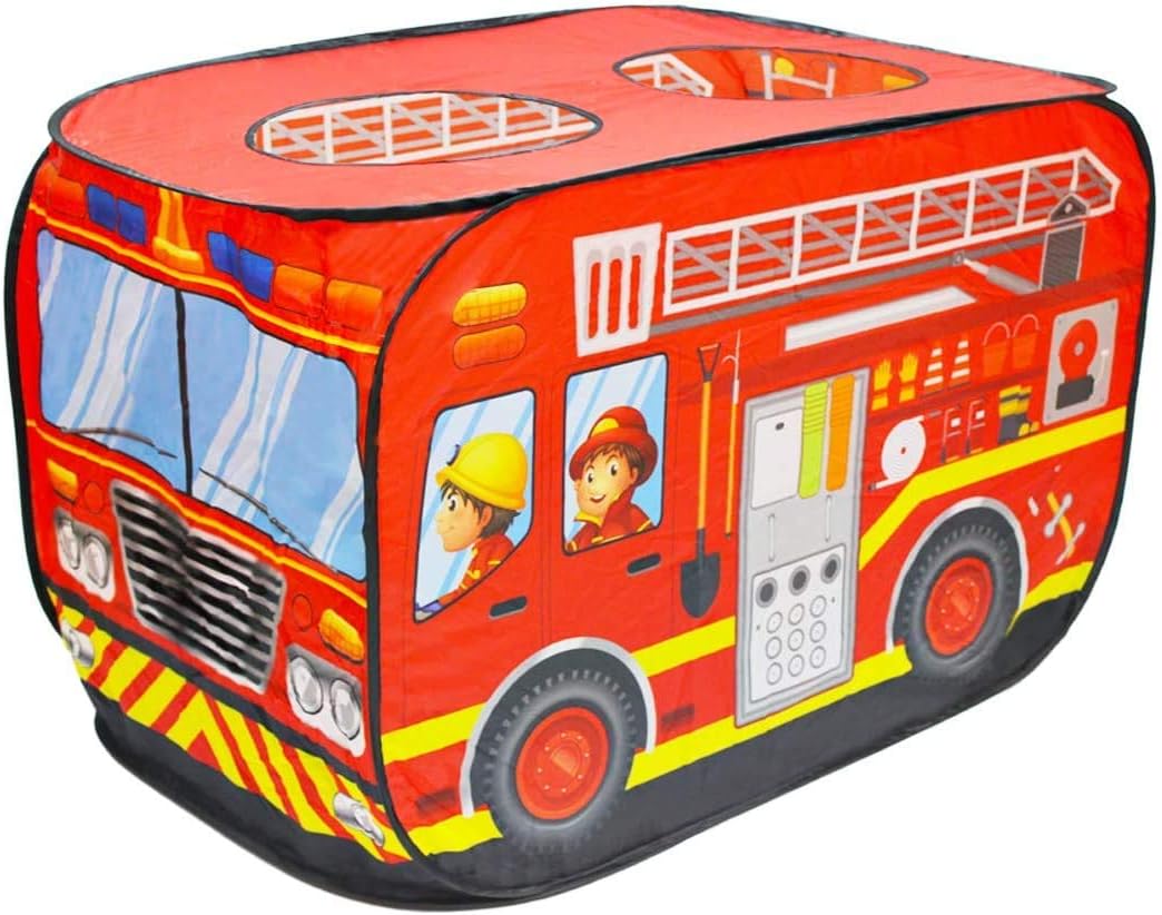 Pop Up Play Tent - Fire Engine Playhouse - Indoor Outdoor Play - Pretend Play Tent 3 years+