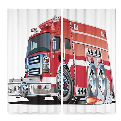 Amazon Com Cars Living Room Curtains Big Fire Truck With
