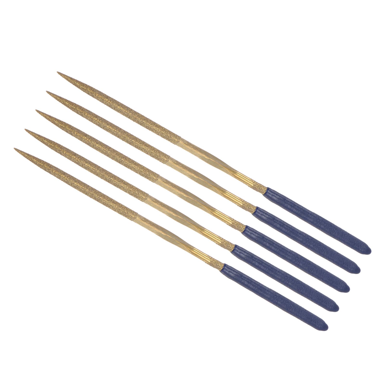 CoCud Diamond Coated Needle File, | 3mm Shank 140mm Length|, Titanium Coated Triangular Files Sharpening Tool - (Applications: for Metal Glass Stone), 5-Pieces
