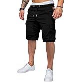 JMIERR Mens Casual Cargo Shorts - Cotton Drawstring Stretch Summer Beach Shorts Twill Chino Short with 6 Pockets