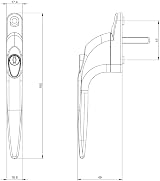 La-achu Yale uPVC Window Handle Inline Locking Espag White 20mm Spindle view 2