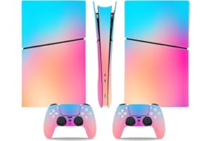 CXWITHY Skin Sticker for PS5 Slim Digital, Protective Vinyl Decal Game Accessories Cover for Console and Controller (Pink)