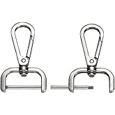 PATIKIL 1 Inch Swivel Clasp Hooks, 2 Pcs Detachable Snap Hook Swivel Lobster Claw Clasps with Screw Bar for Bag Strap Purse Lanyard DIY Craft Hardware, Silver