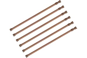 KXLife 6 Pack Spring Tension Curtain Rods for Windows 28 to 48 Inch, Adjustable Expandable Small Curtain Tension Rods No Drill for Kitchen, Bathroom, Doorway, Cupboard(Oak)