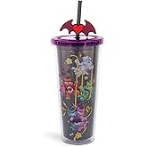 Silver Buffalo Care Bears x Universal Monsters Carnival Cup With Leak-Resistant Lid and Straw Topper | Holds 24 Ounces