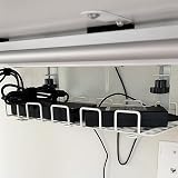 VIDETOL 2 Pack Under Desk Cable Management Tray Metal White No Drill Clamp Rack view 5