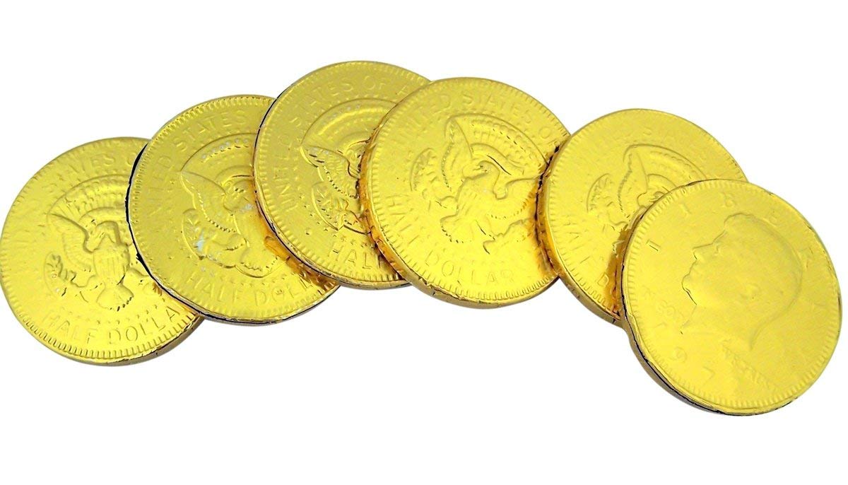 Frankford Gold Foil Wrapped Milk Chocolate Coin Pieces in Mesh Bag, 1.23 oz