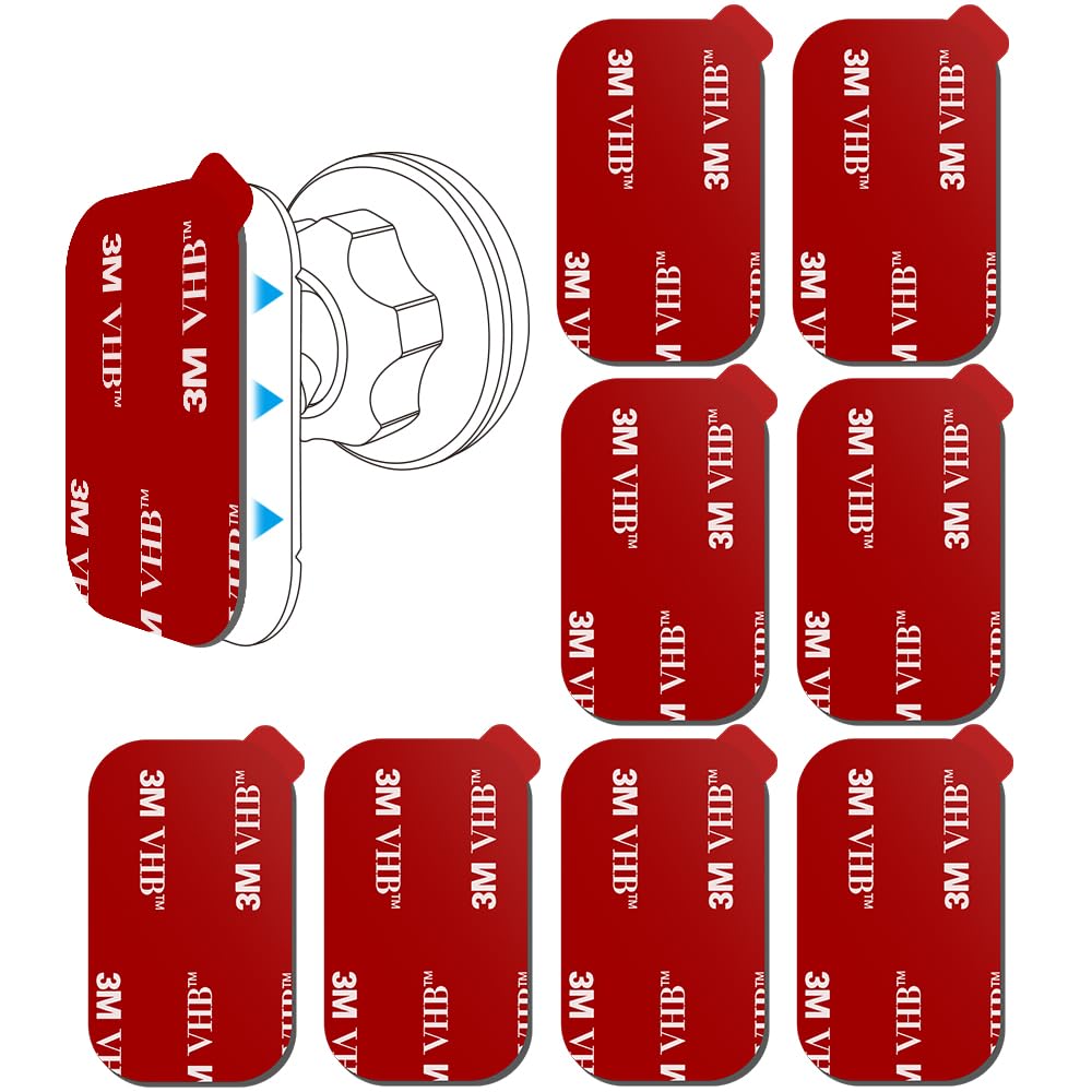 pop-tech 3M VHB Adhesive Pads Strip, 8Pcs Double-Sided Mounting Tape for Dashboard Magnetic Car Mount,Heat Resistant Heavy Duty Adhesive Sticky Pads Replacement for Car Phone Holder Mount & Dash Cam