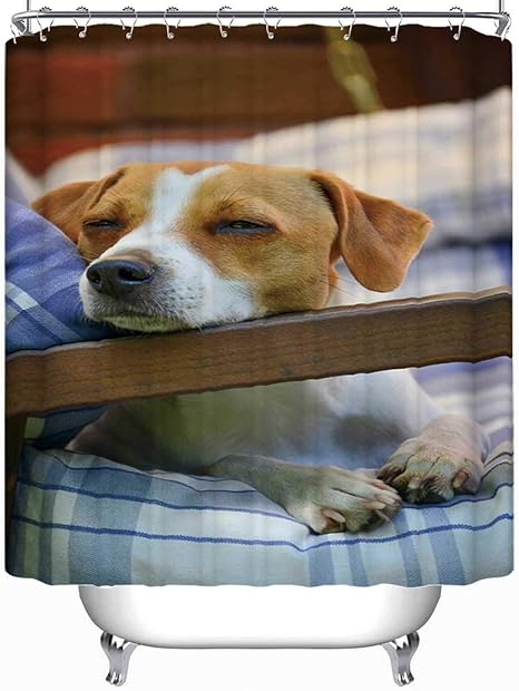 Amazon 眠っている犬防水シャワーカーテン 180x180 Cm シャワーカーテン ホーム キッチン オンライン通販