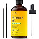 Botanic Hearth 100% Pure and Natural Vitamin E Oil - 2 Fl Oz | Cold Pressed &amp; Hexane Free Natural Hair Growth Oil for Eyelashes, Eyebrows, Skin, Body, Face, Nails &amp; Scalp