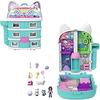 Polly Pocket x Gabby’s Dollhouse Compact, Micro Dolls and Playset, 9 Themed Accessories, Pandy Paws, Cakey, & Mercat Pet Frie